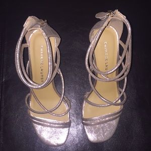 Chinese Laundry Gold Lamé Heels